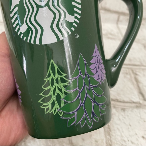 2020 STARBUCKS Tall Green Holiday Pine Trees Ceramic Coffee Mug 16fl.oz - Picture 13 of 16